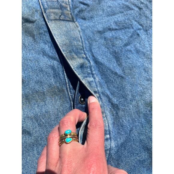 Vintage Dickies Overalls Men Size 42x32 Blue Distressed Cotton Denim Button Fly - Picture 4 of 13